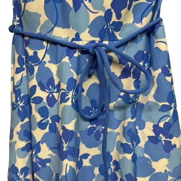 Women's One Piece Seawaves Blue White Floral Swim Dress Swimsuit Bathing Suit 10 - Picture 8 of 10